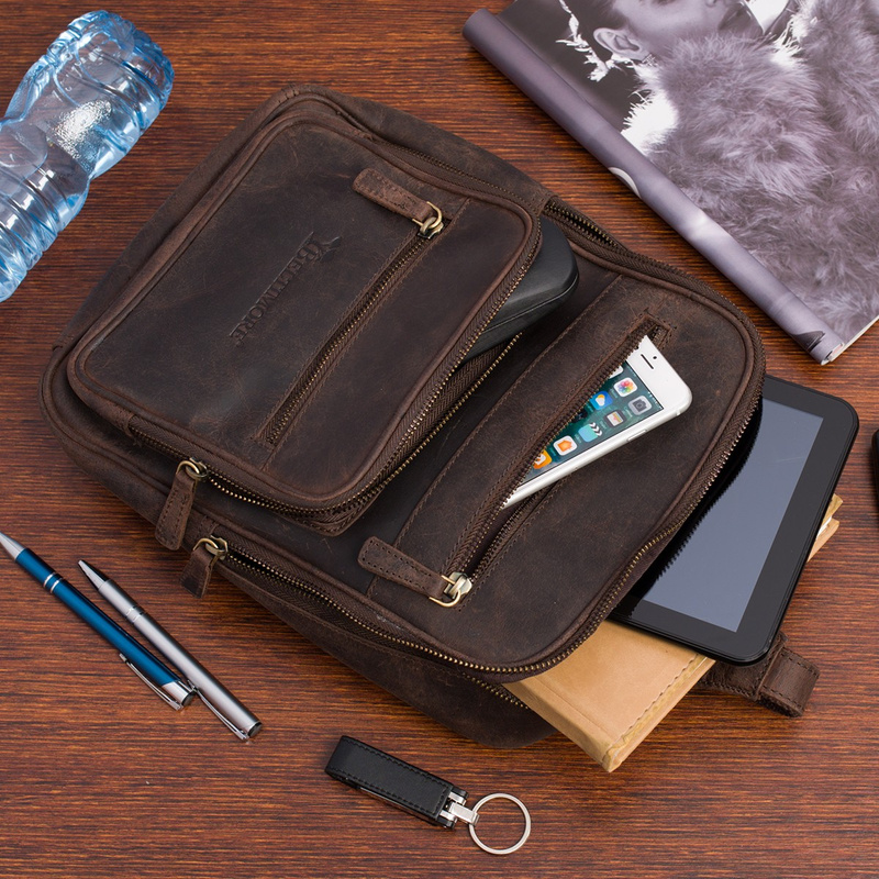 Plecak skórzany saszetka przez ramię crossbody modna 2-komorowa Beltimore N25