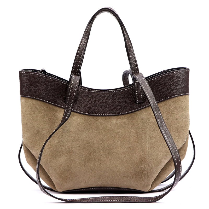 Vera Pelle damska torebka na ramię stylowa shopperbag zamsz z kosmetyczką