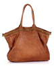 Duża torebka skórzana oversize style shopper bag - MARCO MAZZINI brąz camel