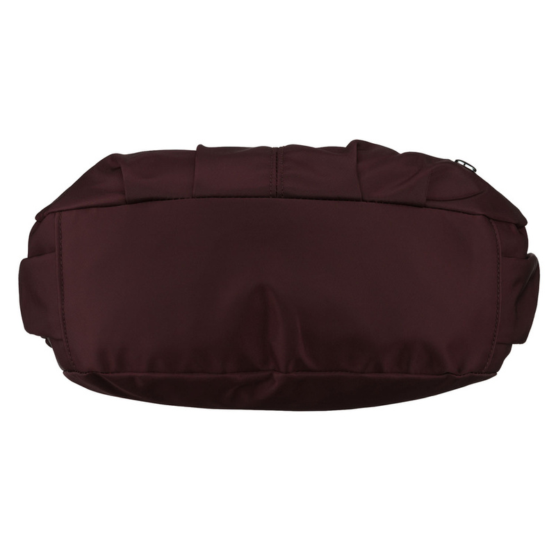 Bordowa torebka damska z poliestru zamykana suwakiem, dwukomorowa - Peterson