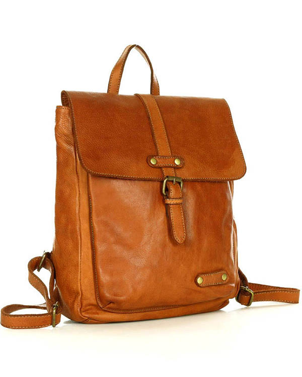 MARCO Miejski plecak skórzany w stylu old look handmade leather brąz camel