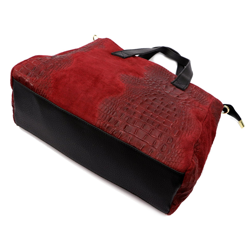 Luka duży damski kuferek skóra naturalna torebka z paskiem i kieszenią