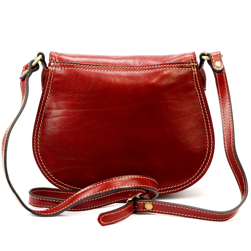 Florence Skórzana damska listonoszka torebka na ramię dwukomorowa z klapą