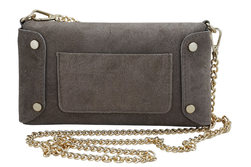 Zamszowa kopertówka na łańcuszku Barberinis - Beżowa ciemna