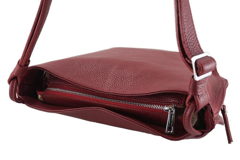 Duża torba damska skórzana na ramię - Zielona ciemna