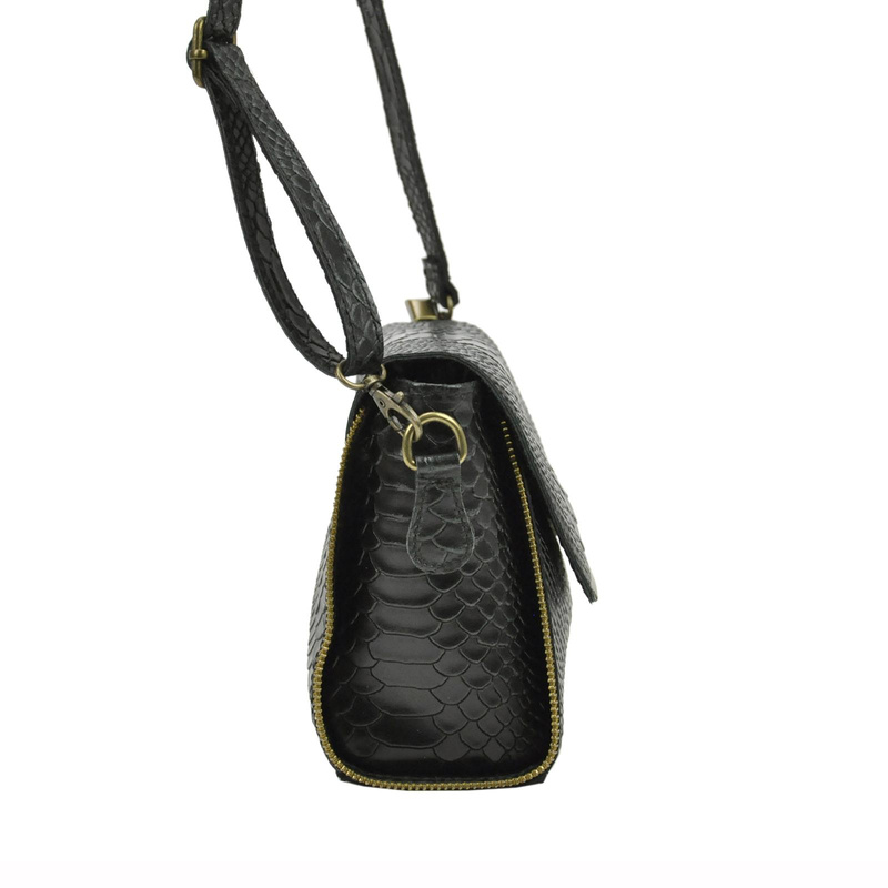 Vera Pelle damska listonoszka skórzana torebka na ramię skóra krokodyla