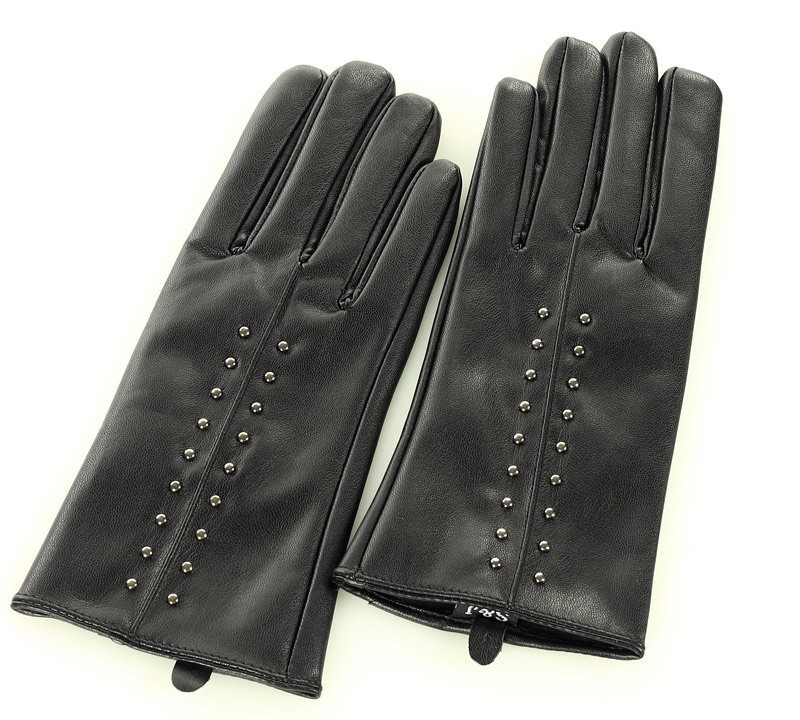 Eleganckie rękawiczki damskie z dżetami - czarne