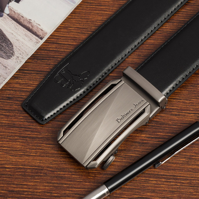 Pasek męski skórzany klamra automatyczna czarny Beltimore A51 : Kolory - granatowy, Rozmiar pasków - r.100-115 cm