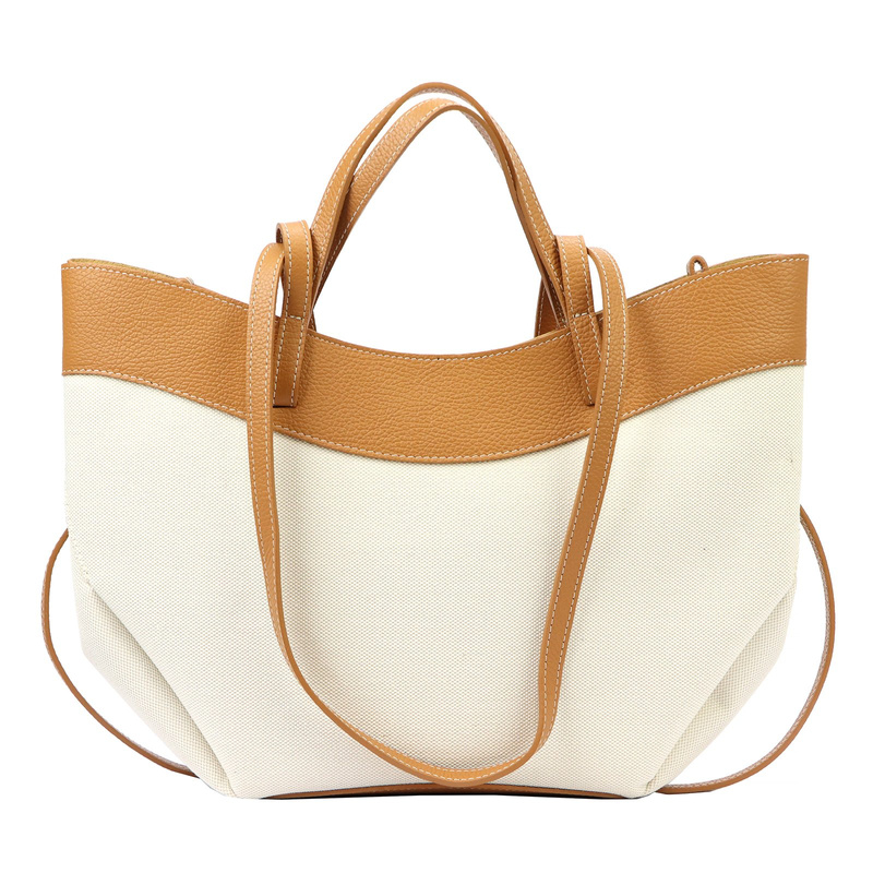 Vera Pelle Dużadamska shopperbag z lnem torebka na ramię z kosmetyczką