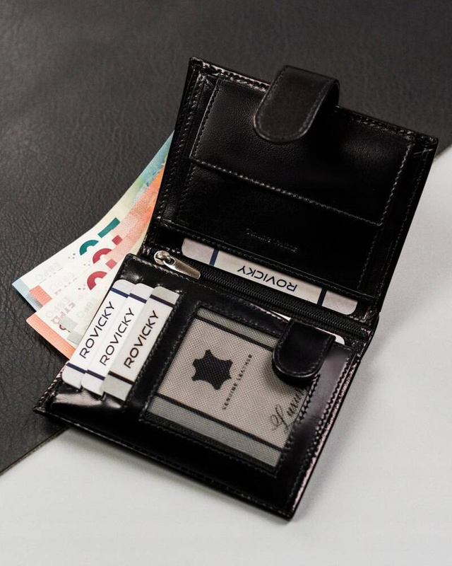 Stylowy Skórzany duży portfel męski z RFID Rovicky