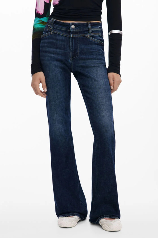 Damskie jeansy Desigual z ozdobnymi detalami – niebieskie