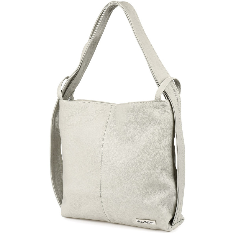 Polska Plecak Torebka Skórzana damska A4 worek jasnoszara U37