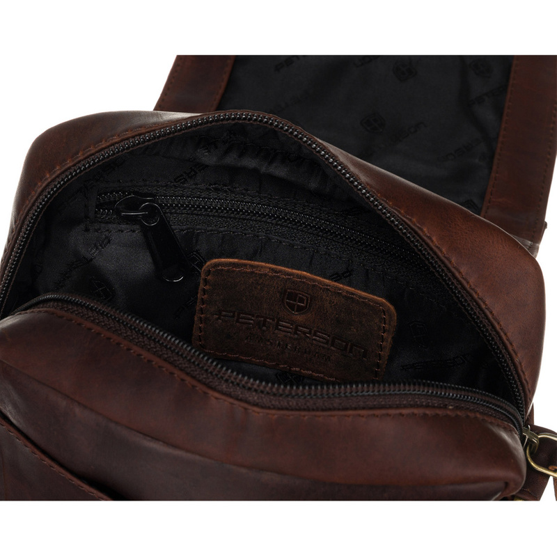 Listonoszka męska ze skóry naturalnej w brązowym kolorze - Peterson