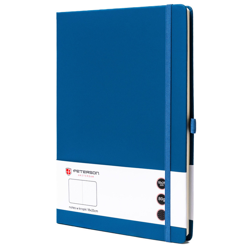 Niebieski notes w twardej oprawie formacie B5 zadrukowany w kropki - Peterson