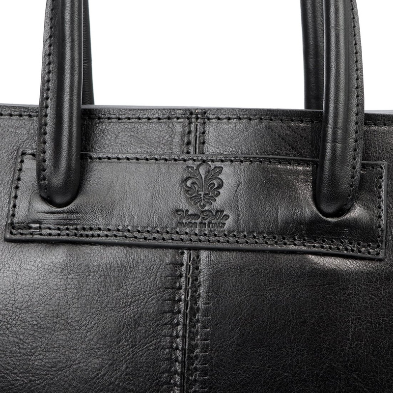 Florence Duża Damska skórzana torebka na dokumenty do pracy z paskiem