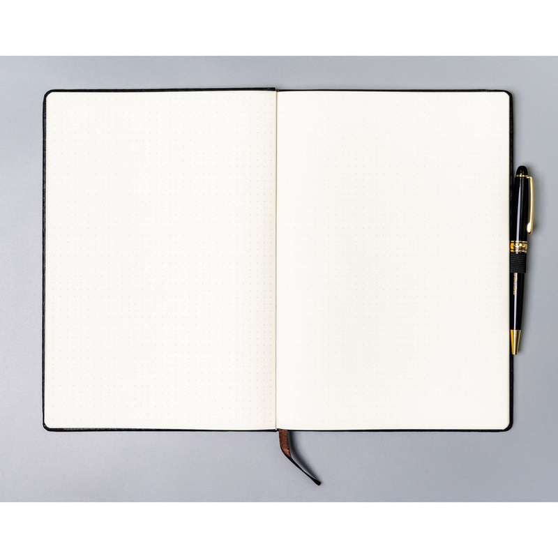 Czarny notes w formacie B5 zadrukowany w kropki, wyposażony w gumkę zamykającą - Peterson