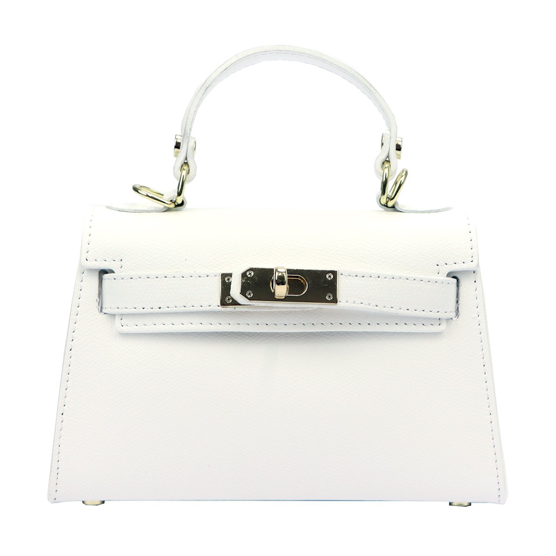 Mały damski kuferek listonoszka skórzana torebka do ręki z paskiem Luka