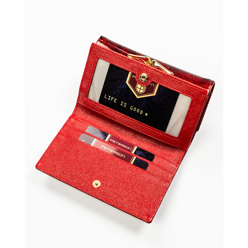 skóra naturalna + Damski portfel ze skóry ekologicznej Peterson PTN PS108-FDS