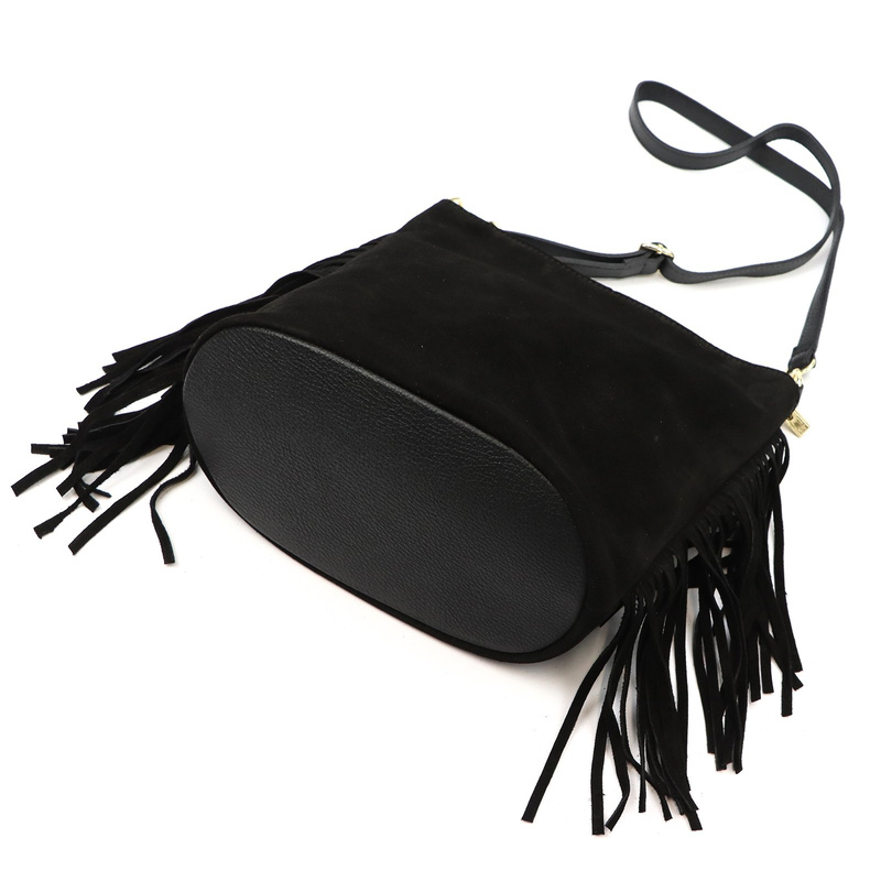 Vera Pelle damska listonoszka skóra naturalna zamszowa torebka z frędzlami