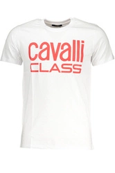T-SHIRT MĘSKI Z KRÓTKIM RĘKAWEM KLASY CAVALLI BIAŁY