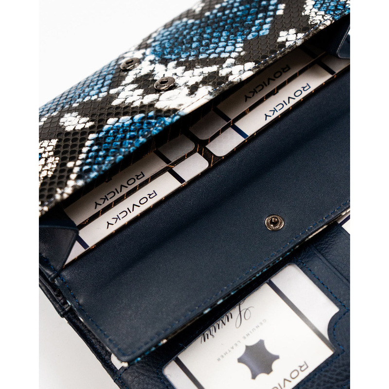 Podłużna portmonetka Stylowy damski portfel ze wzorem skóry węża Cavaldi