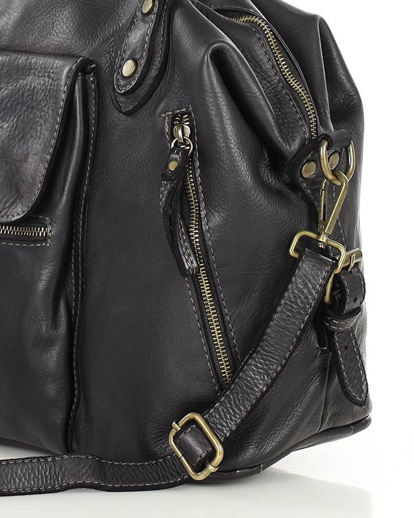 Torba biznesowa bowling retro bag skórzana - MARCO MAZZINI czarny