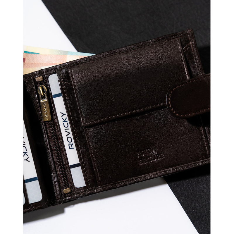 Rovicky portfel męski skóra naturalna rozbudowany pojemny system RFID