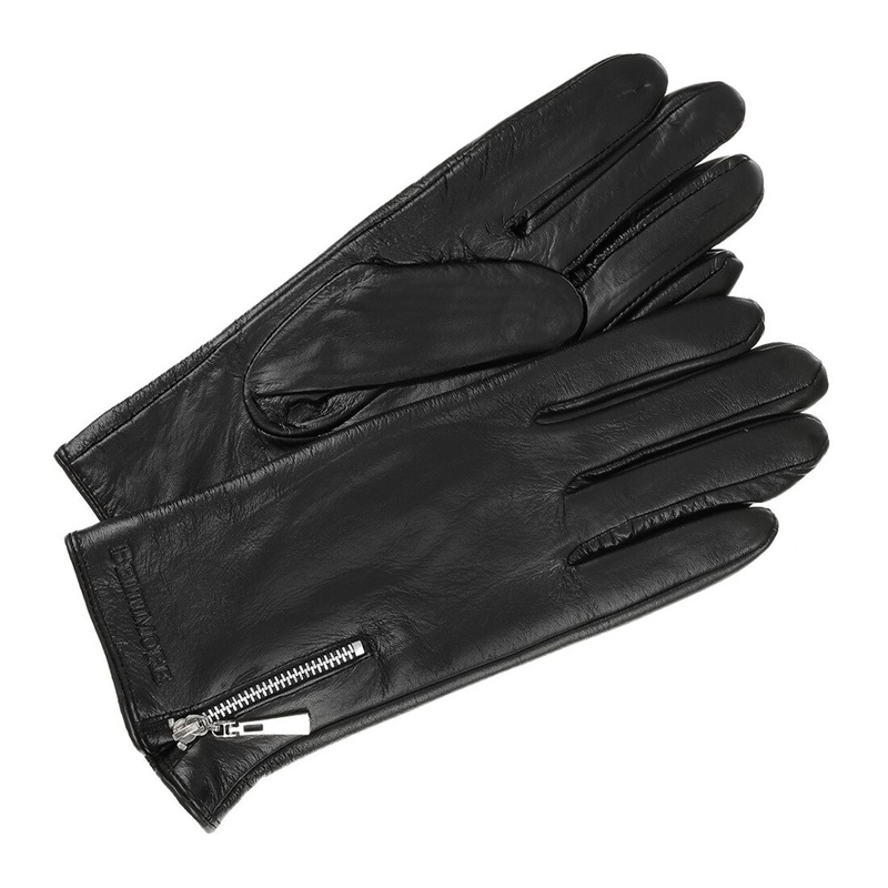 Rękawiczki skórzane damskie czarne polar BELTIMORE  K27