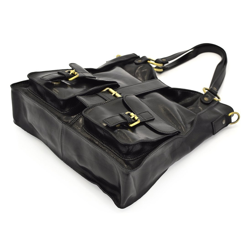 Skórzana duża torebka na ramię shopperbag premium