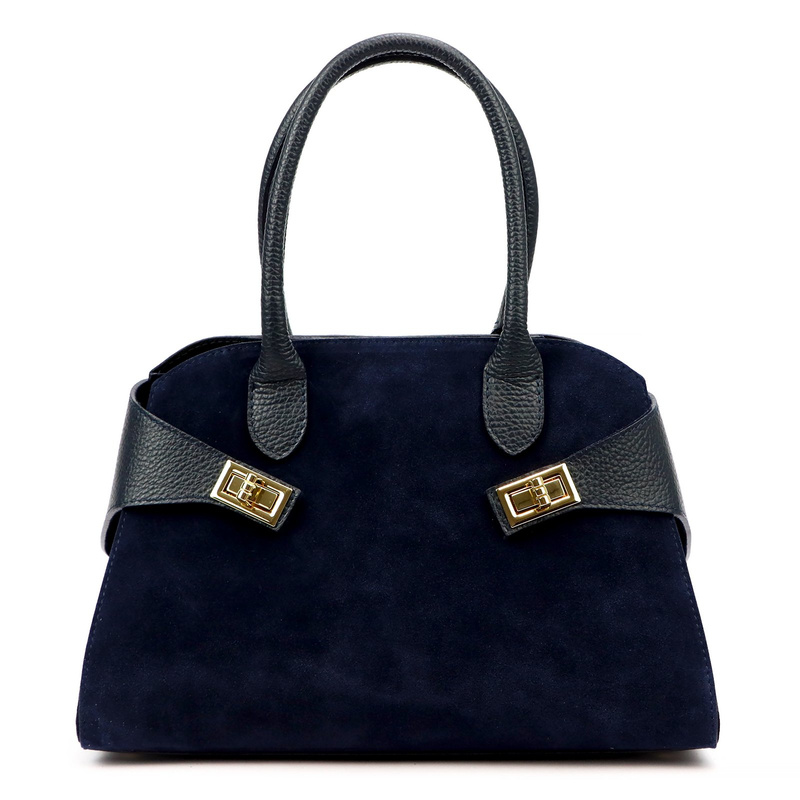 Vera Pelle damska torebka na ramię skóra naturalna i zamsz listonoszka