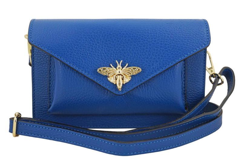 Torebka damska wizytowa skórzana - Chabrowa