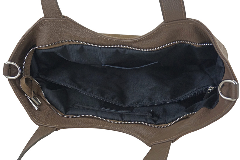 Torebka damska zamszowa typu worek - Beżowa ciemna