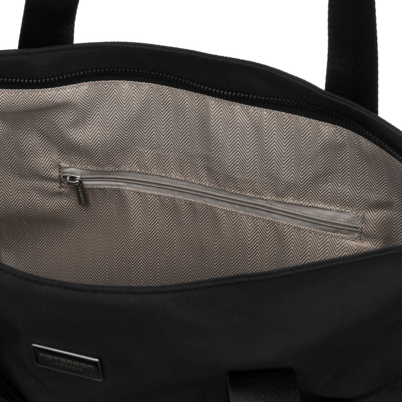 Jednokomorowa, czarna shopperka damska zamykana suwakiem - Peterson