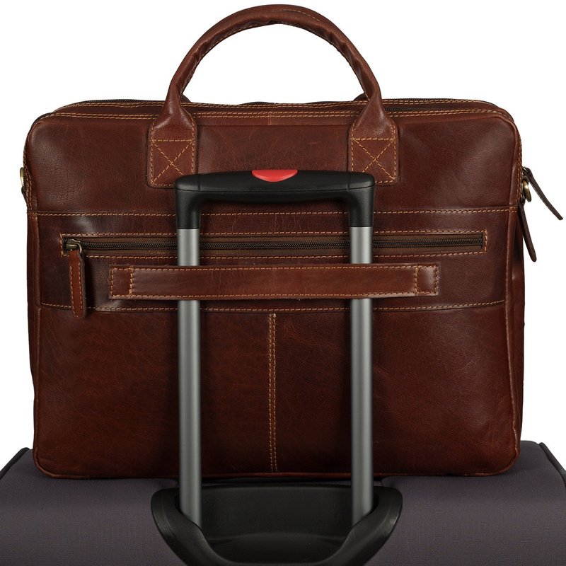 Torba męska skórzana na ramię laptopa duża ciemno-brązowa biznesowa Beltimore N02