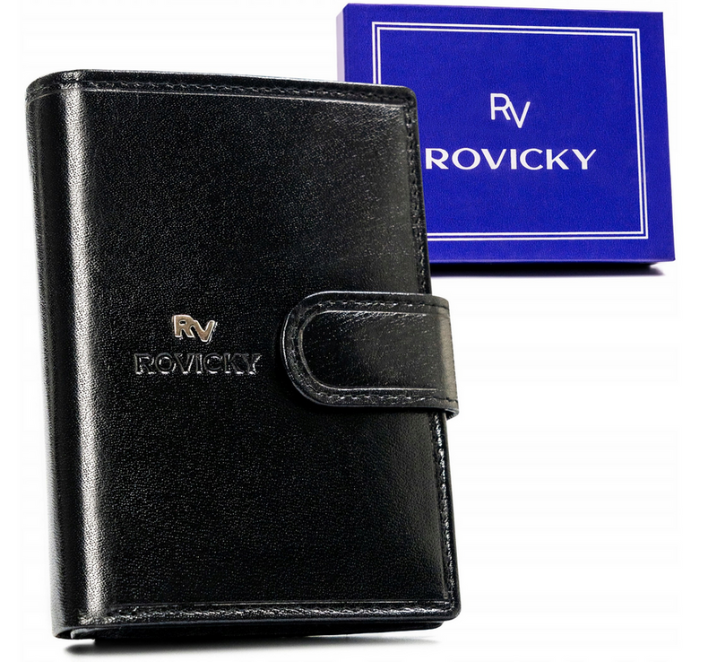 Skórzany duży rozbudowany portfel Rovicky z RFID