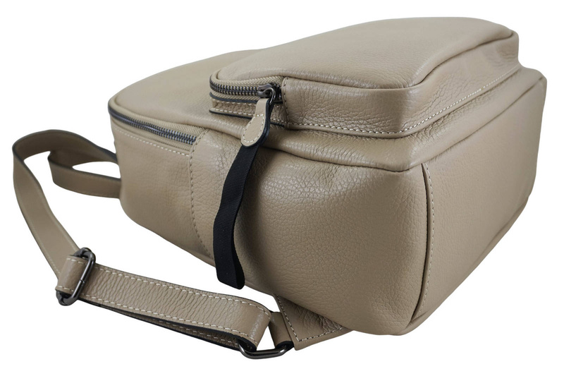 Elegancki plecak skórzany - Beżowy