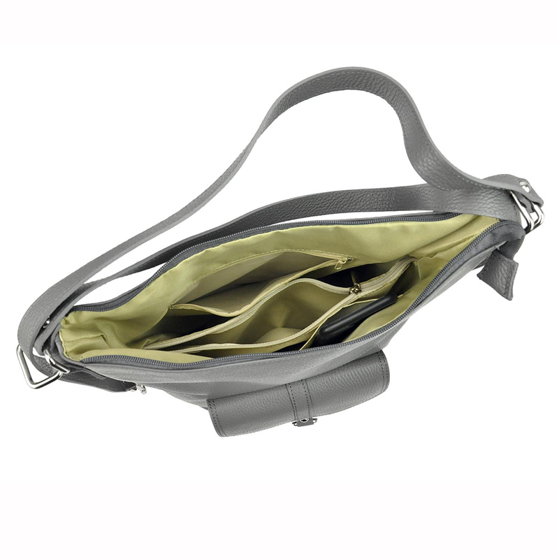 Duża elegancka damska skórzana torebka na ramię z kieszeniami PATRIZIA