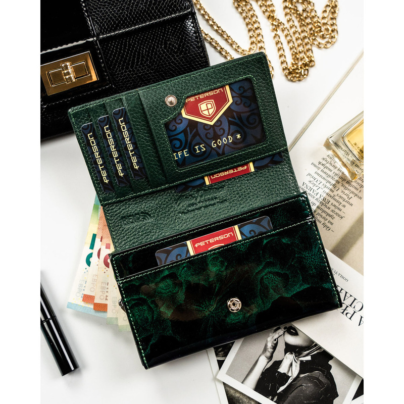 skóra naturalna + Damski portfel ze skóry ekologicznej Peterson PTN PS112-FDS