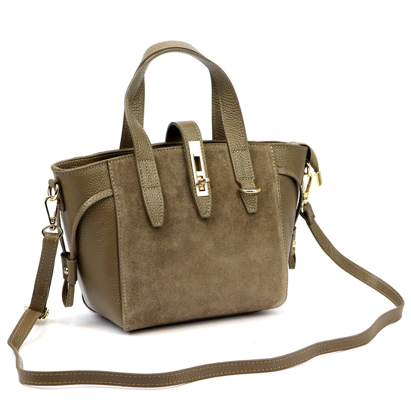 Luka Skórzany damski kuferek torebka do ręki z dopinanym paskiem elegancki