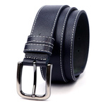 VerMari stylowy pasek do spodni skóra naturalna klasyczna srebrna klamra