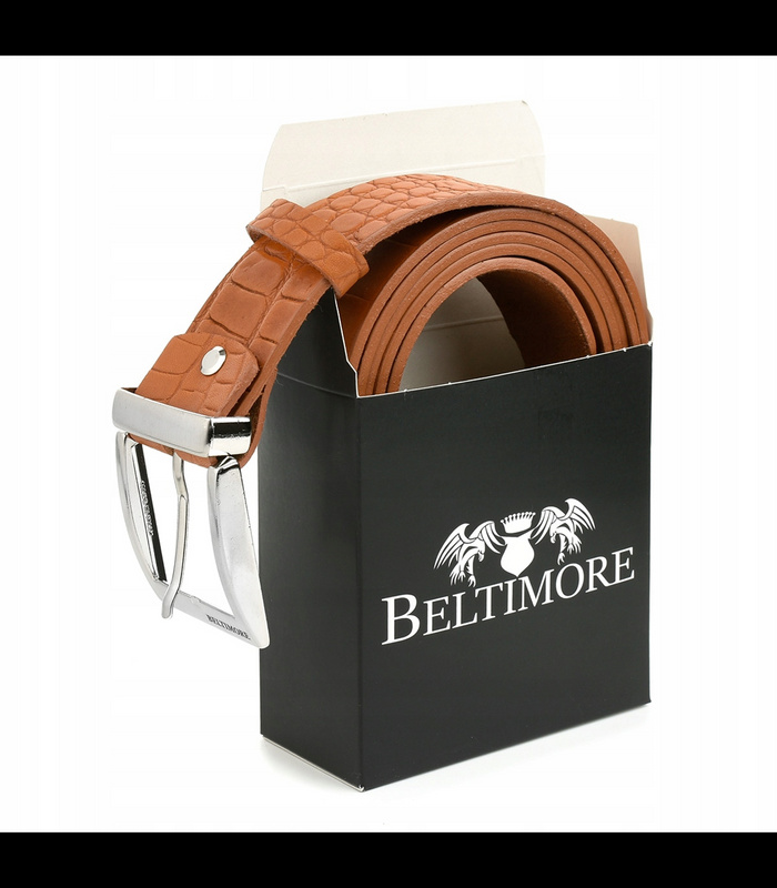 Beltimore męski skórzany pasek szeroki jeans czarny 524 : Kolory - czarny, Rozmiar pasków - r.110-125 cm