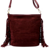 Vera Pelle damska listonoszka skóra naturalna zamszowa torebka z frędzlami