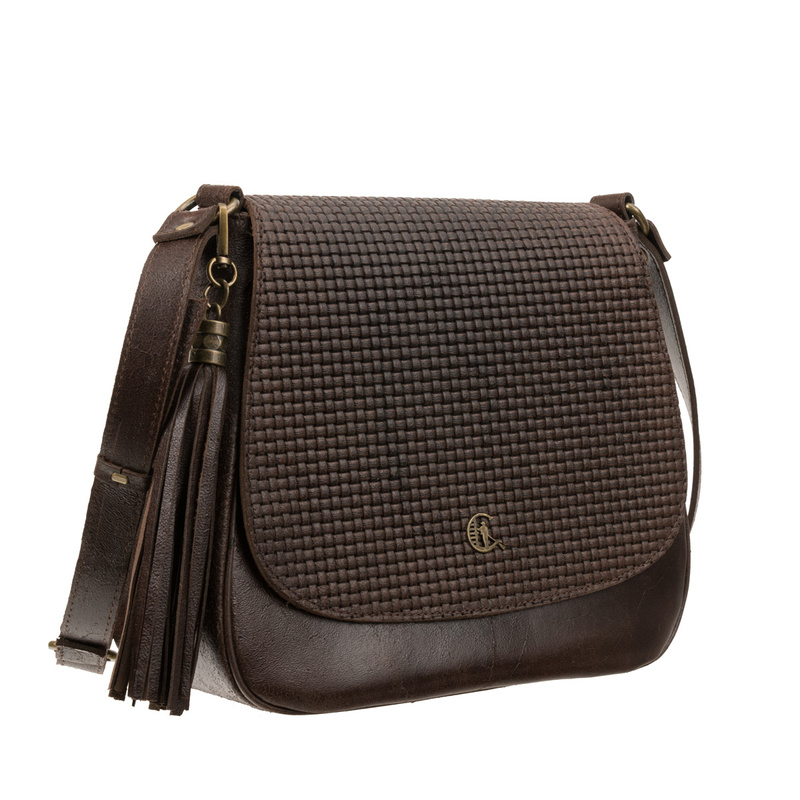 Torebka skórzana Canaletto z klapką z tłoczeniem plecionki – elegancja i funkcjonalność TD752s228t1