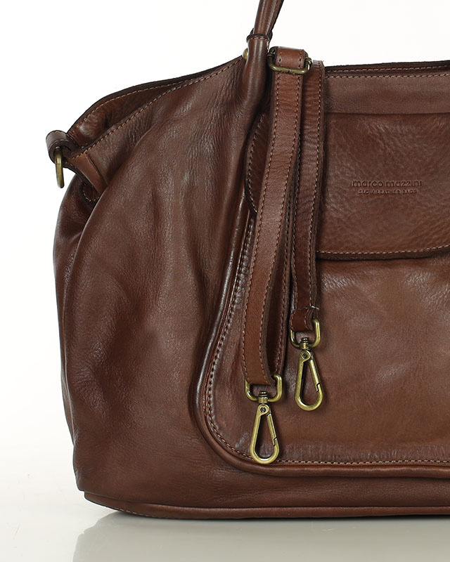 MARCO MAZZINI Torebka skórzana shopper bag ispirato dalla natura brąz
