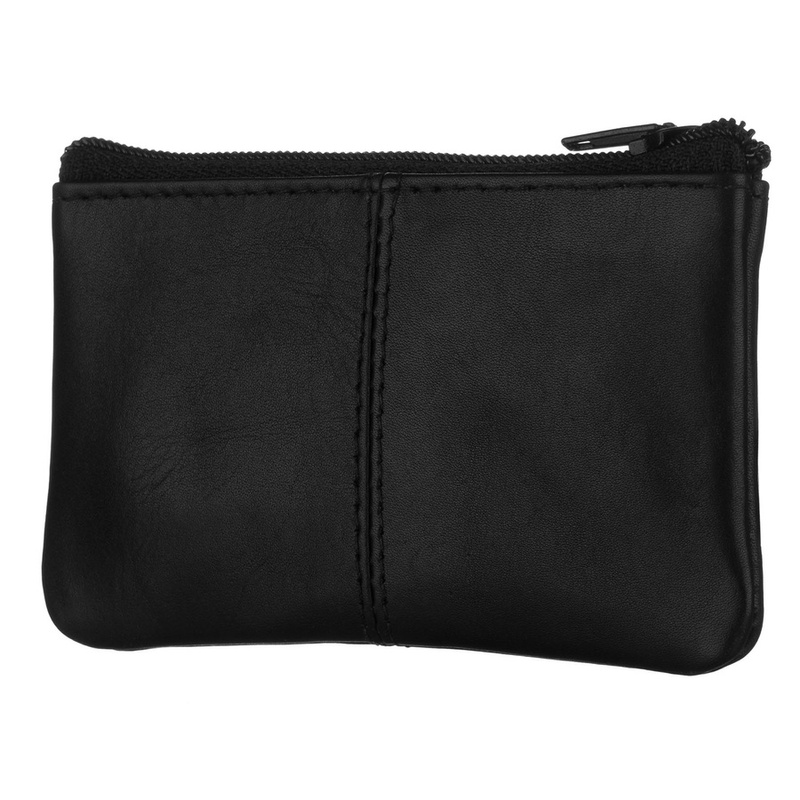 Eleganckie, skórzane etui na klucze w czarnym kolorze zamykane suwakiem - Peterson