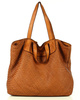 Torba damska pleciona shopper & shoulder leather bag - MARCO MAZZINI brąz karmel