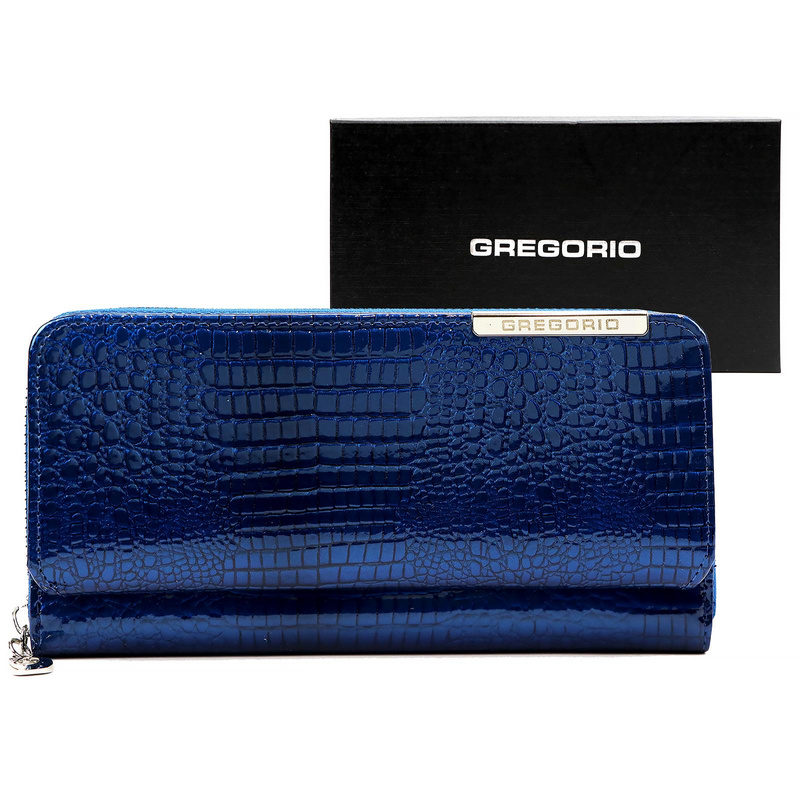 Skórzany duży lakierowany damski portfel Gregorio