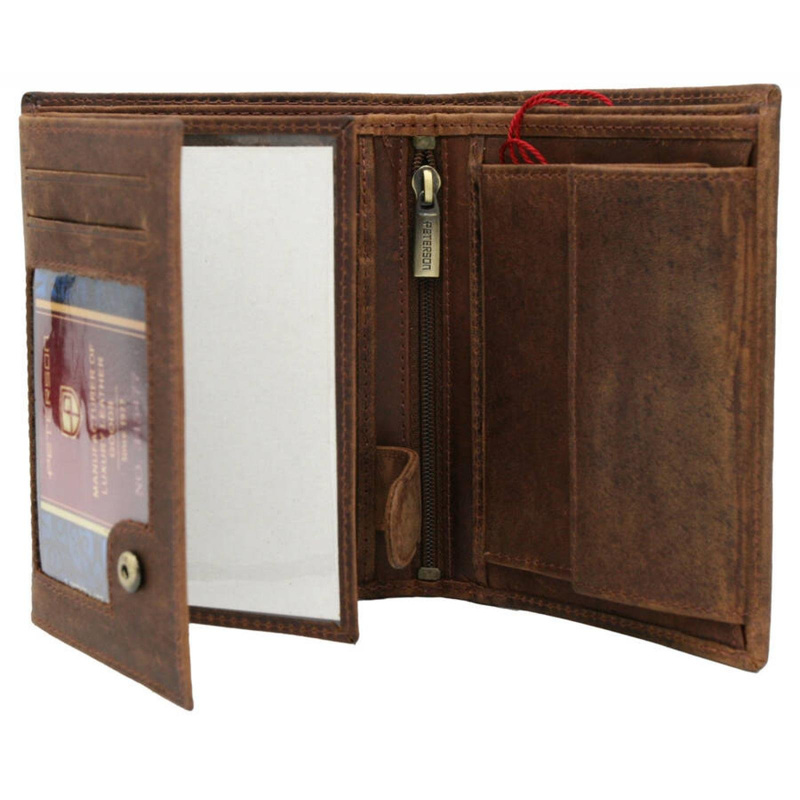 Skórzany męski portfel Peterson PTN N4-BE-DEER