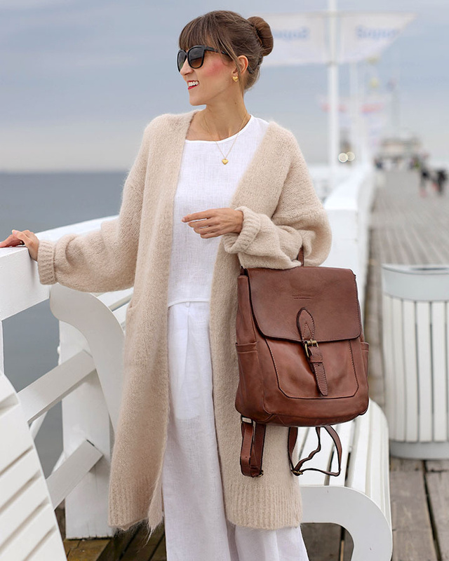 Plecak skórzany handmade z kieszeniami  - MARCO MAZZINI czekoladowy brąz