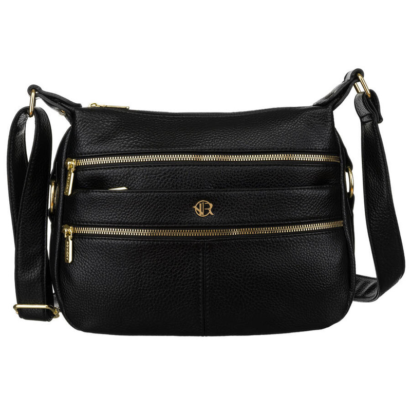 Damska listonoszka ze skóry ekologicznej w beżowym kolorze na długim pasku - Rovicky